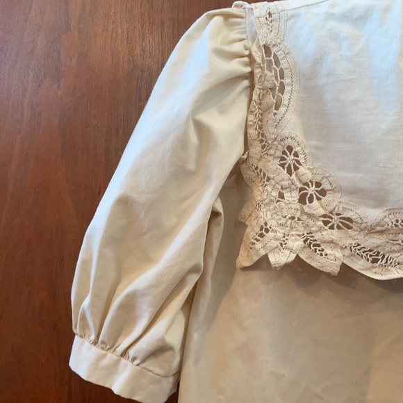 Vintage boutique blouse lace shirt prairie top cream girls size 10 - Picture 3 of 13